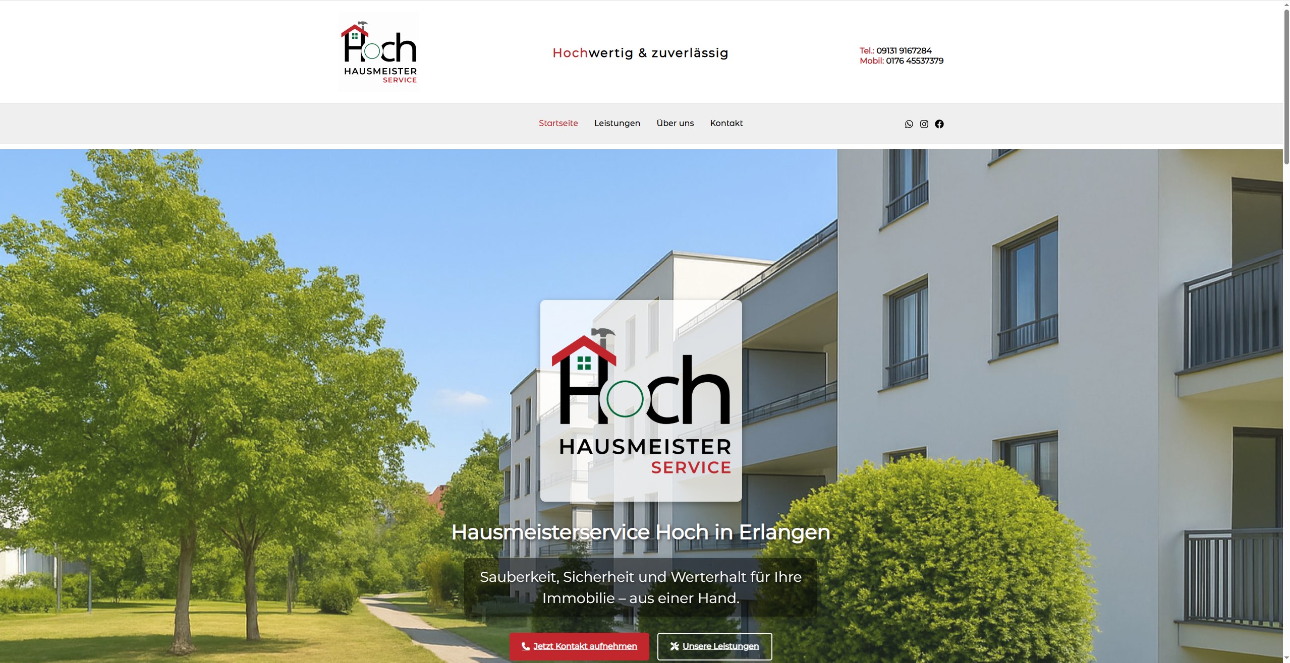Website-Screenshot: Hausmeisterservice Hoch