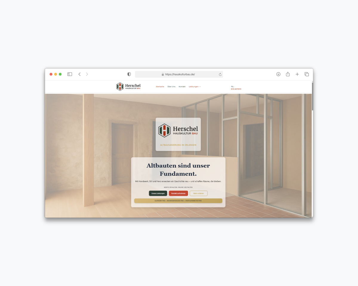 Website-Screenshot: Hauskultur Bau