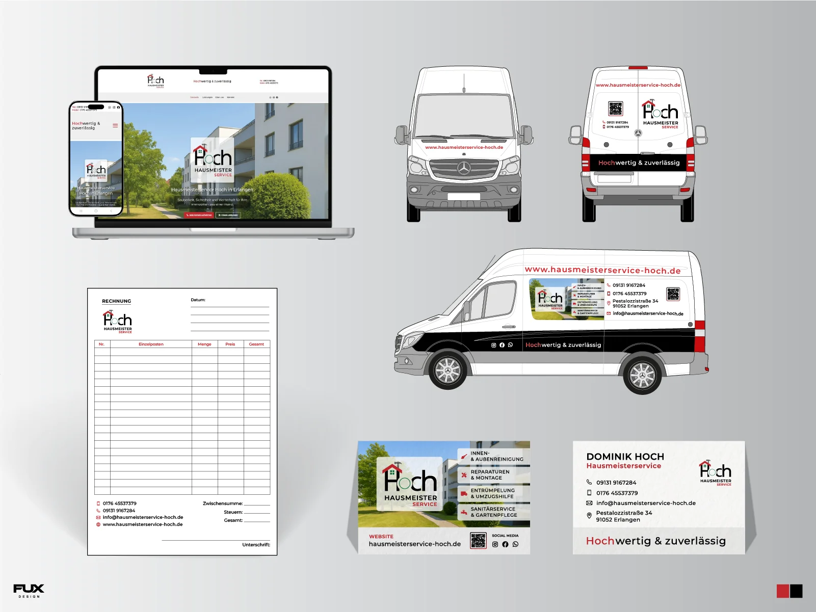 Projektübersicht Corporate Design und Website für Hausmeisterservice Hoch