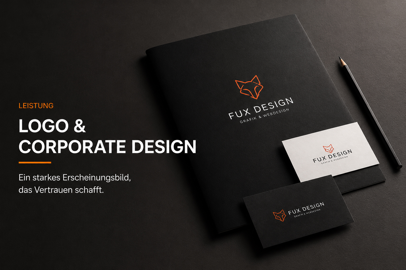 Logo- und Corporate-Design von FUX Design – professioneller Markenauftritt mit Logo, Farben und Geschäftsausstattung.