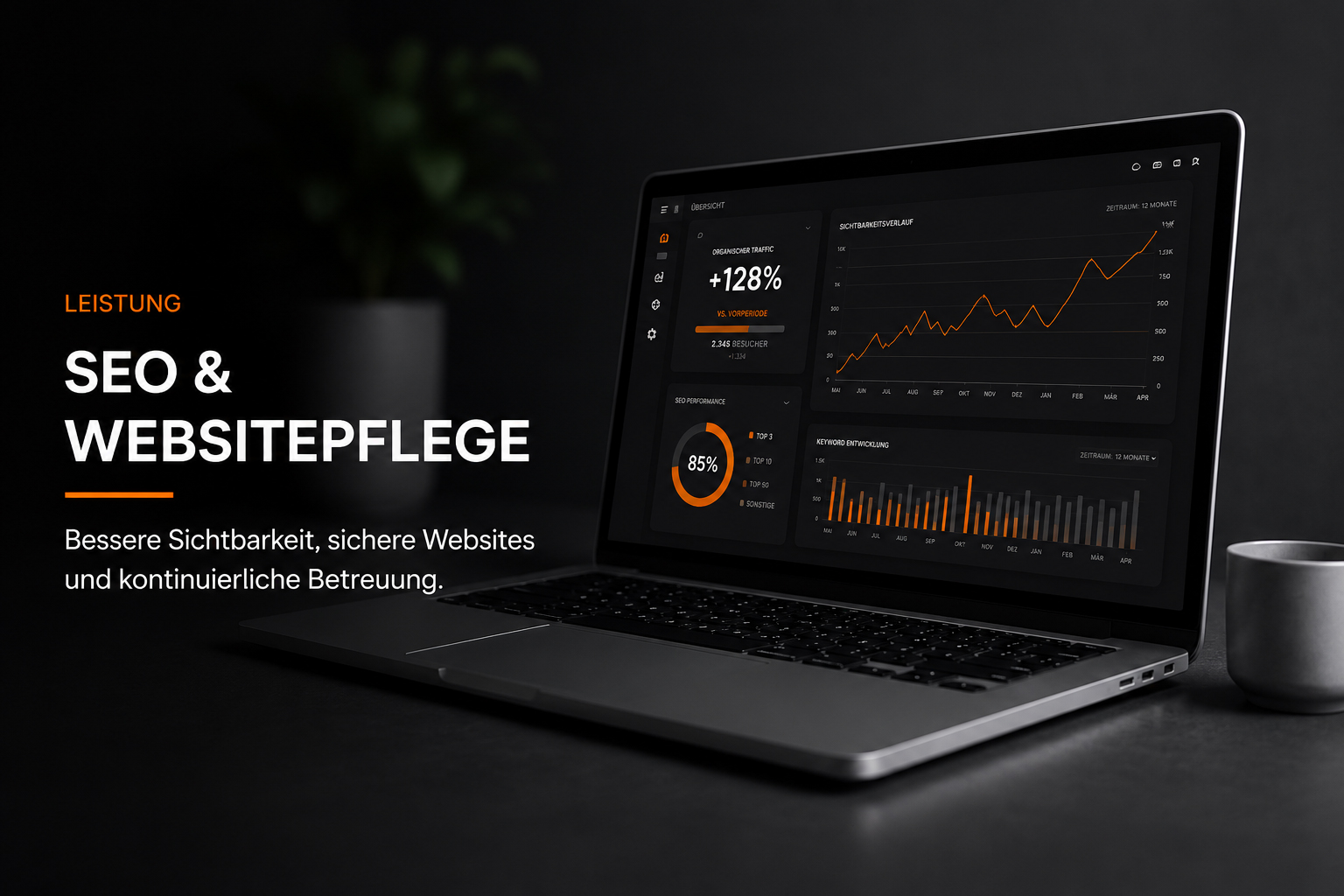 SEO und Websitepflege von FUX Design – Suchmaschinenoptimierung, Wartung und laufende Betreuung von Unternehmenswebsites.